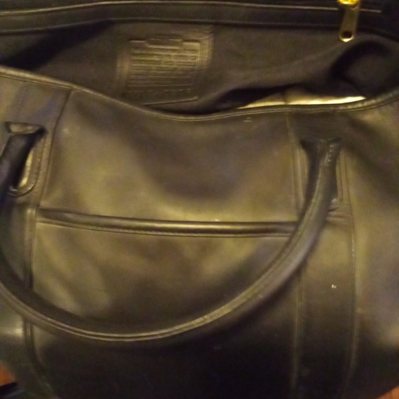 COACH Black Leather Duffle Bag approx. 22" - Picture 4 of 13